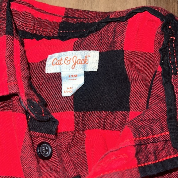 Cat & Jack plaid button-down flannel size 12 months - Picture 2 of 3